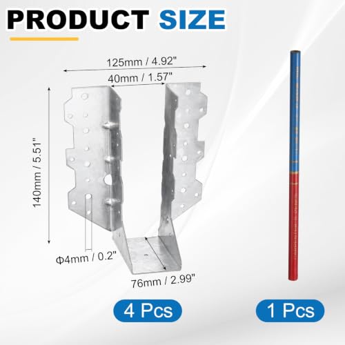 uxcell 4 Pcs Joist Hanger, 2"x6" Galvanized Steel Double Shear Face Mount Joist Hanger Brackets for Rafter, Wood Construction, Connector for Roof, Deck, Ceiling Joists, 1.57" Inner Width