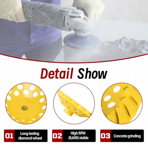 findmall 7 Inch Diamond Cup Grinding Wheel Turbo Row Grinding Wheel Angle Grinder Disc FIt for Grinder Polishing and Cleaning Stone