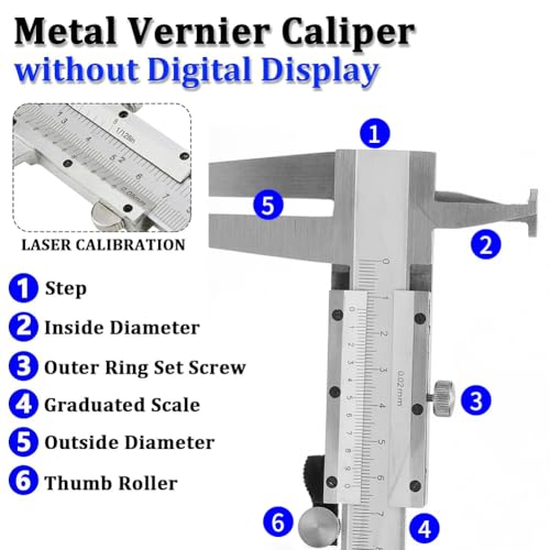 Inside Groove Vernier Caliper 9-200mm, Inner Vernier Calipers Carbon Steel, Professional Carbon Steel Double Claw Inner Groove Vernier Calipers(9-300mm)
