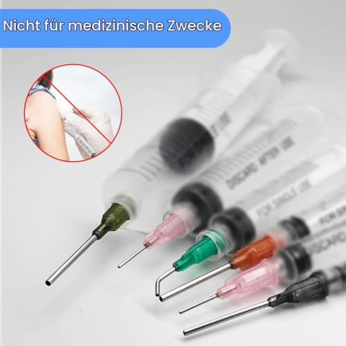 Syringes with Needle, 1 ml, 2 ml, 3 ml, 5 ml, 10 ml, 20 ml Syringes with Cannula, Pack of 20 | Blunt Needles and Caps for DIY Craft Refill Adhesive, Measuring Liquids, Glue Applicator, Oil