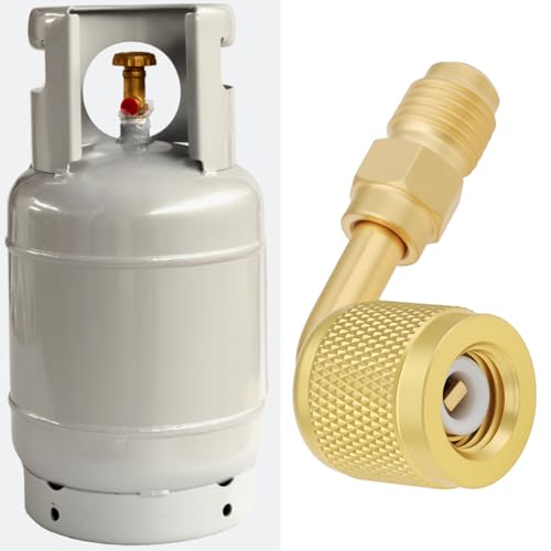 ECSiNG HVAC Refrigerant Can Adapter 1/4 in LH Female Thread to 1/4 in RH Male Thread 90° Elbow Compatible with A2L R454B R32 90-degree
