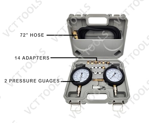 VCT Engine & Transmission Oil Pressue Test Kit, High Pressure: 0-400psi Low Pressure: 0-100psi for Engine and Trasnmission Diagnostics