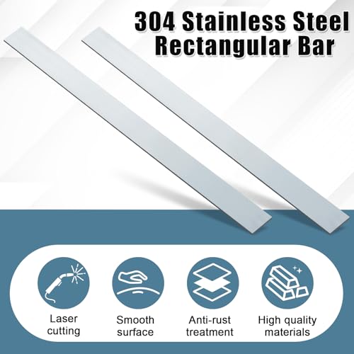 Yaocom 2 Pcs 304 Stainless Steel Flat Bar, 36" L,1" W,1/8" T