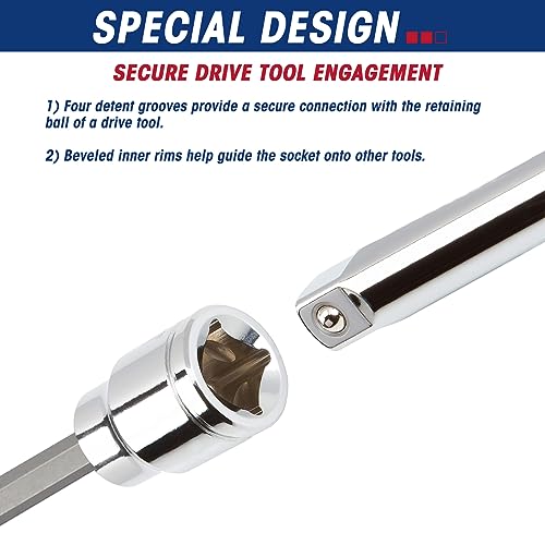 Rizom 3/8" Drive Long Allen Socket Set, 18-Piece Hex Bit Socket Set Allen Hex Bit