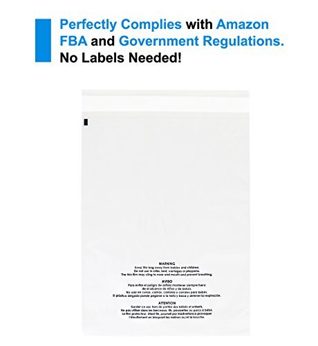 [Australia - AusPower] - Spartan Industrial - 10” X 13” (100 Count) Self Seal Clear Poly Bags with Suffocation Warning for Packaging, T Shirts & FBA - Permanent Adhesive 10" X 13" 
