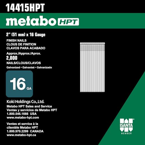 Metabo HPT Angled Finish Nails | 2 Inch | 16 Gauge | Galvanized | 2000 Count | 14415HPT 2000 Count (Pack of 1)