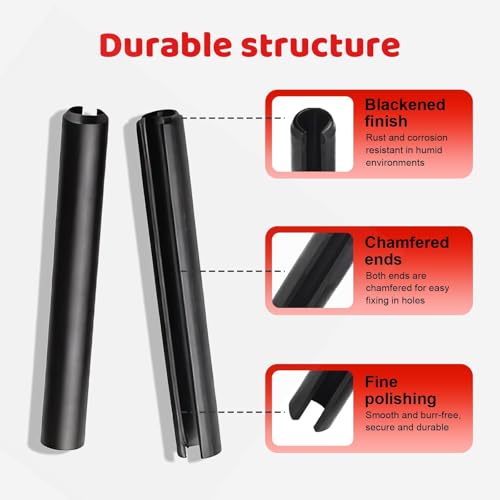 390Pcs Roll Pin Set, 13 Sizes Black Slotted Spring Pin Split Expansion Cylindrical Pins Assortment M1.5 M2 M2.5 M3 M4 M5 M6 for Home Improvement & Machinery Maintenance (390pcs) 390pcs