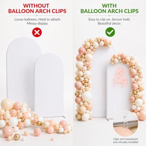 LemonRoad 50 Pack Large Balloon Arch Clips Spring Clamp for Backdrop, Clear