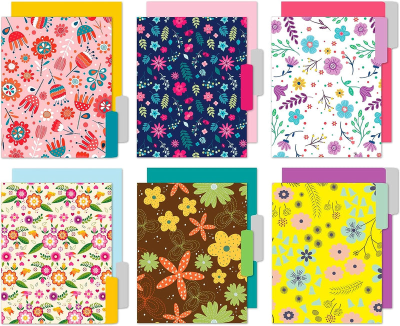 Decorative File Folders with Floral Designs, Letter Size (9.5 x 11.5 in, 12 Pack)