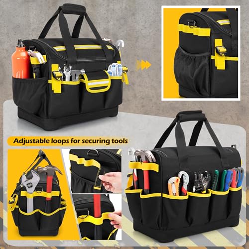 15-Inch Tool Bag with Hard Bottom, Electrician Tool Box Organizer