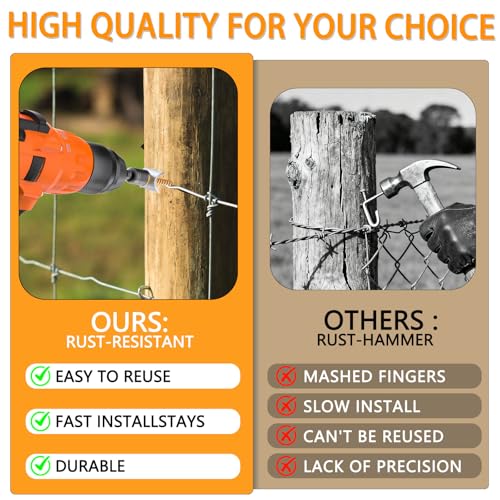 100 PCS Fence Staples–304 Stainless Steel Fence Nails for Softwood Reusable Fasteners Wire Fencing Screws for Mesh/Woven Wire, Quick Power Drill Installation – Ideal for Farms, Gardens & Outdoor Use 100