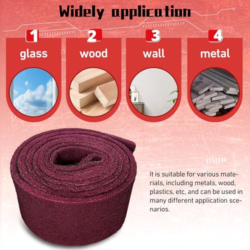 Premium 5" x15' Maroon Scuff Pads 7447Multi-Purpose Surface Preparation Pad forCar Auto Body, Woodworking, Paint PrimerPrep, Scuffing, Sanding & Scouring 5 Inches*15 Feet