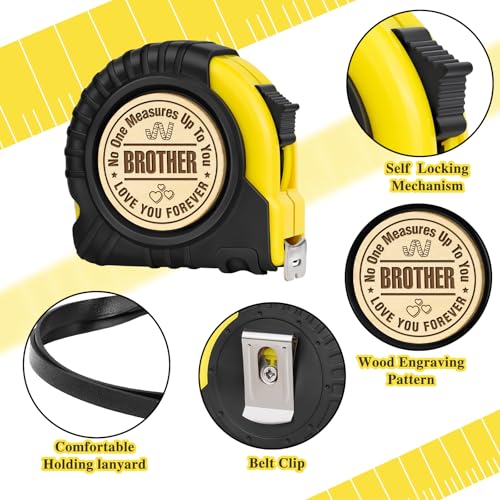 Brother Gifts from Sister, Gifts for Brother, Brother Birthday Gifts, Best Gifts for Adult Brother in Law Fathers Day, Funny Engraved 10 FT Tape Measure Useful Tools brother gift