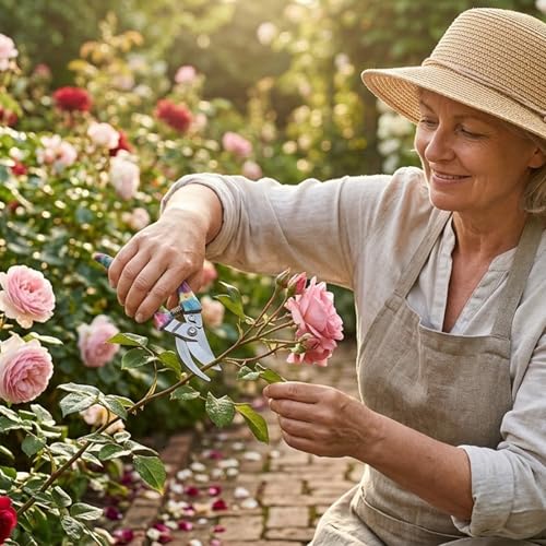 10 Pieces Garden Tools Set with Floral Print - Heavy Duty Gardening Kit with Ergonomic Handles, Hand Trowels, Rake, Pruner, Sprayer & Storage Case - Ideal Gardening Gifts for Women, Mom & Seniors