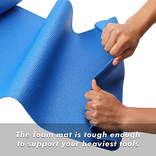 CASOMAN Professional Tool Box Liner and Drawer Liner 18 inch x 24 feet, Black & Blue, Easy Cut Non-Slip Foam Rubber Toolbox Drawer Liner Mat - Adjustable Thick Cabinet Liners