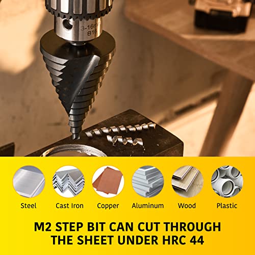 Anfrere 12 Sizes Step Drill Bit 1pc M2 Larger Bit (Black)