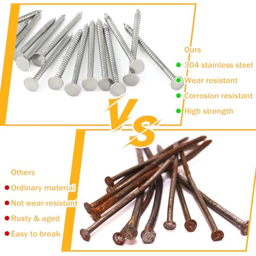 Tandefio 1-3/4 Inch 2 Pounds Roofing Nails 304 Stainless Steel Roofing Felt Nails Flat Head Hardware for Shingles, Cedar Wood, Decking, Wall (Silver) Silver