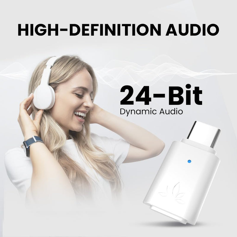 Avantree C81-PC - USB-C Bluetooth 5.3 Adapter Dongle for PC & Mac, with aptX-Adaptive & Low Latency, Wireless Audio Transmitter to Bluetooth Headphones & Earbuds for Computer Desktop Music Work Calls