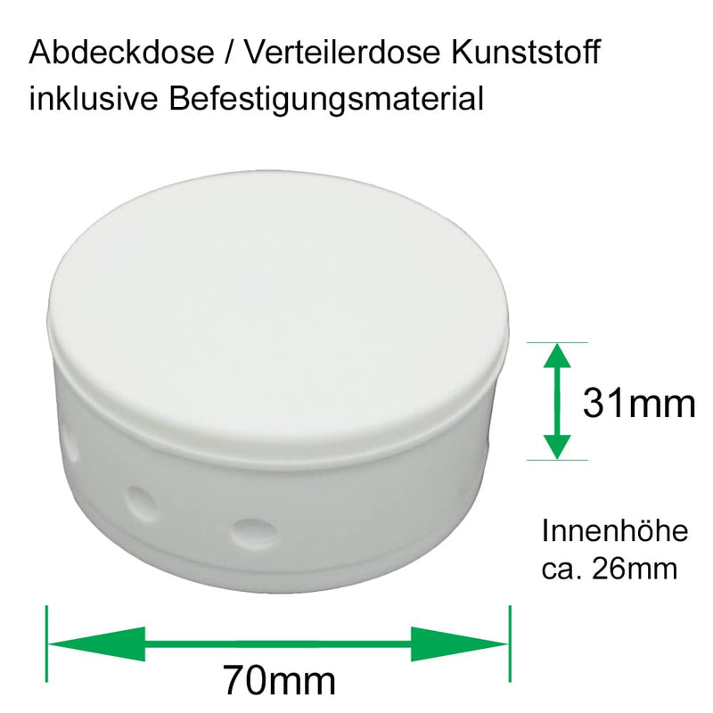 Distribution box ø 70x31mm white plastic I junction box surface-mounted for power cable I branch canopy for wall and ceiling connection
