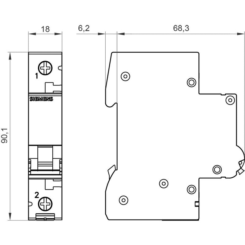 Miniature circuit breaker 5SL6116-6 from Siemens, 6 kA, 1-pole, B-16 1 pack of B16