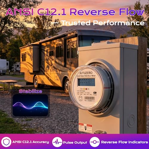 Digital Electric Sub Meters for Landlords, 120/240V CL200 Single Phase 3 Wire, Electricity Usage Meter, Power Energy Meter, kWh Sub Meter, ANSI Form 2S Electric Submeters for RV Power, Rental Units