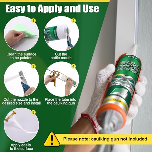 2 Pack 10.1oz Clear Silicone Caulk, 100% Waterproof Sealant for Home, RV 2
