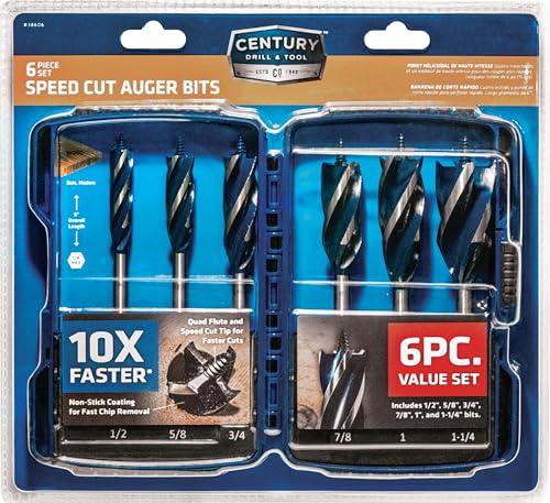 Century Drill & Tool 38606 Speed Cut Auger Bit Set, 6 Piece 6-Piece Set