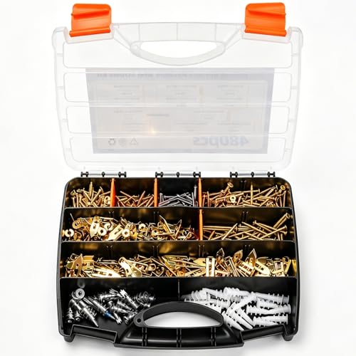 Peohud 480 PCS Self Drilling Drywall Anchors Kit, 4 Sizes Anchors and 5 Sizes Zinc Plated Screws, No Drill Required, Heavy Duty Wall Anchor Set for Hanging Pictures, Shelves, Curtains
