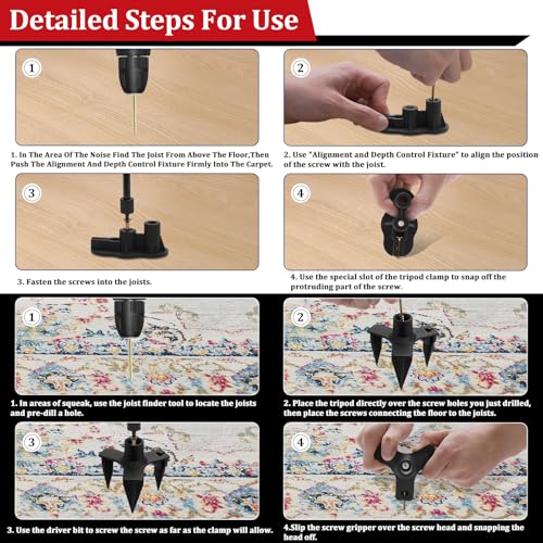 Squeaky Floor Repair Kit with 200 Screws and 5 Tools