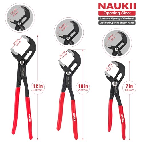 3piece Water Pump Pliers Set 8/10/12 inch Non-Slip Grip Pliers for Repairs Adjustable Plier Tool