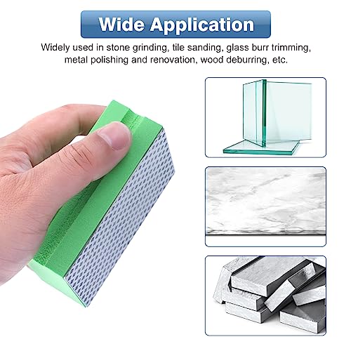 Pack of 4 Glass Grinders, Diamond Hand Sanding Pad, Tile Sanding Blocks, Polishing Pads, Diamond Sanding Pad for Stone Ceramic Tiles, Glass Grinding, Trimming, 60#, 100#, 200#, 400#