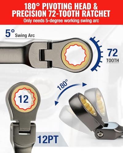 WORKPRO 8-piece Ratcheting Combination Wrench Set, SAE & Nickel Plating