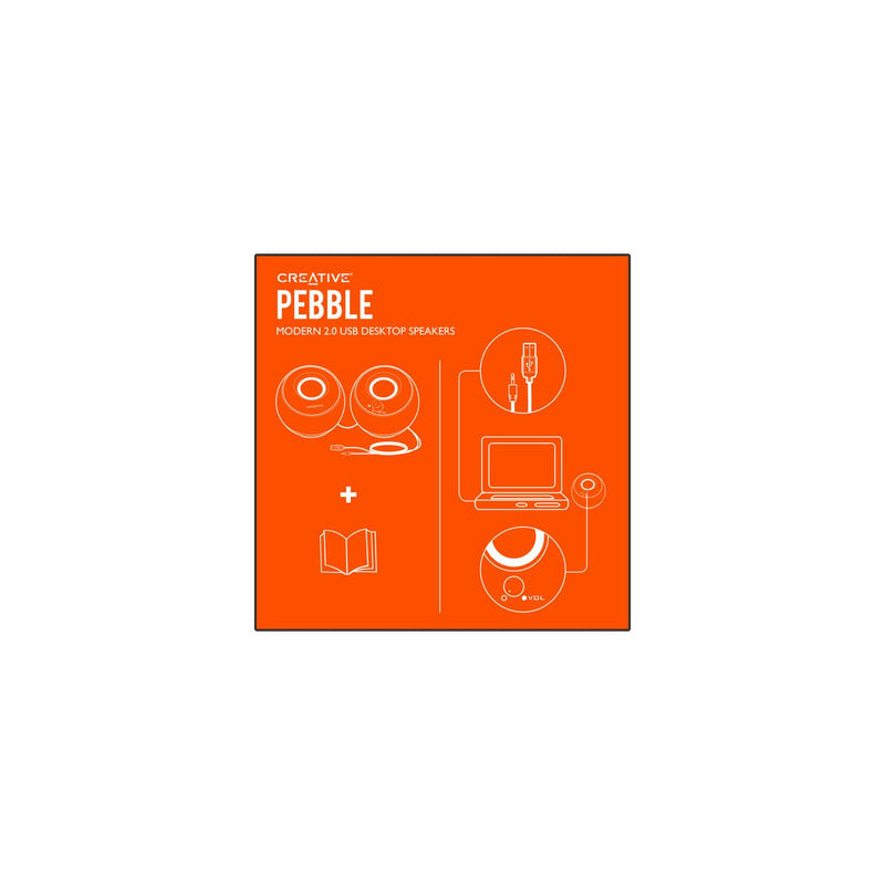 Creative Pebble 2.0 USB-Powered Desktop Speakers with Far-Field Drivers and Passive Radiators for PCs and Laptops (White) White