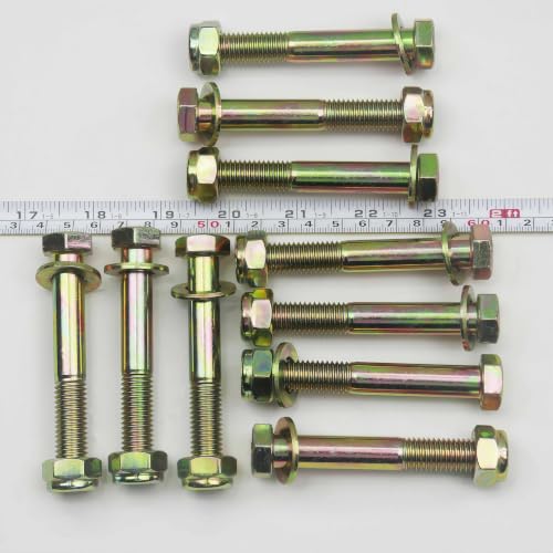 M12 x 80mm Hex Head Bolt and Nylon Lock nut Flat Washer Assortment Kit by Color Galvanization,Alloy Steel,Grade 8.8.(10pcs Pack) by Metalsuberg M12 x 80 mm 10