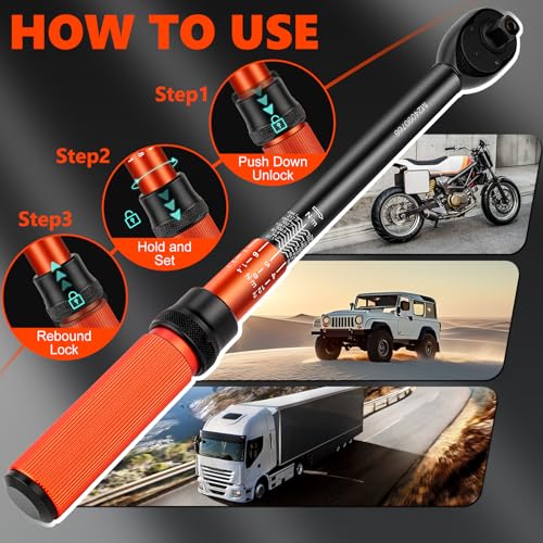 Matework 1/2 Inch Drive Click Torque Wrench, 10-180 ft.lb/13.6-244.1 Nm, ±3% High Precision Lug Nut Torque Wrench with 72 Tooth Dual-Direction for Moto, Wheel Tire and Car Repair 1/2-inch (1PC)