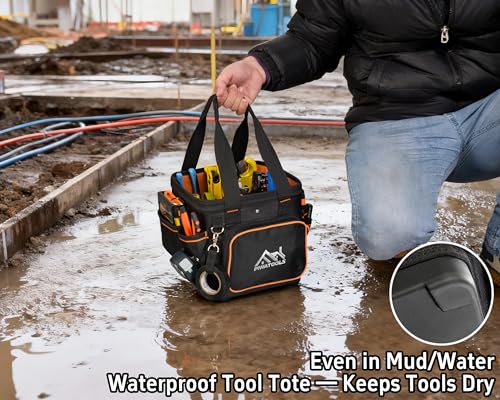 10" Compact Open-Top Tool Tote Bag, Hard Shell Tool Box 9.5"L x 9.5"W x 9.5"H