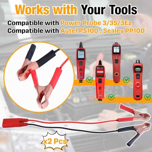 2Pcs PPTK0025 Battery Clamp Cable Clip Compatible with Power Probe 3/3S/3Ez 2-pack