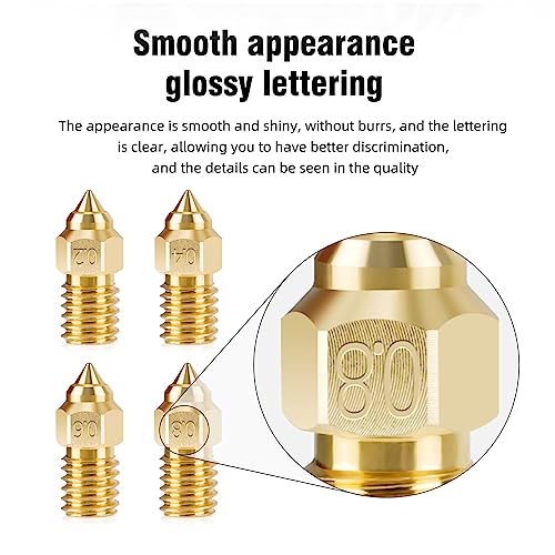 22 Pieces Brass Nozzle Set for Ender 5 S1, Ender 3 V3 SE, 3D Printer 10 Pieces 0.4 mm and 2 Pieces 0.2 mm, 0.3 mm, 0.5 mm, 0.6 mm, 0.8 mm, 1.0 mm Nozzle Set for Ender 5 S1, Ender 7, Spider 1.0 Ender 3 V3 SE Brass Multi Size