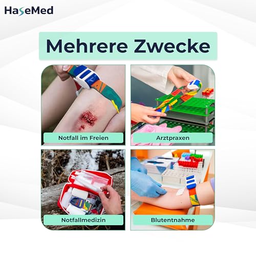 HaseMed Metal-Free Latex Free Colorful - 3 Pack Tourniquet for Medical Applications, Elastic and Safe, Ideal for Emergencies and Hospitals