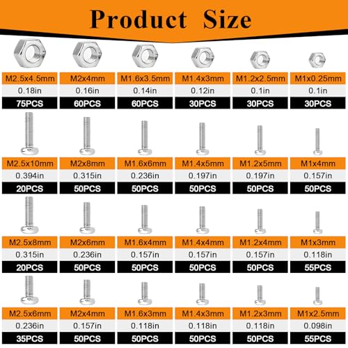 10pcs Taps Bit +1120Pcs Micro Screws Nuts Assortment