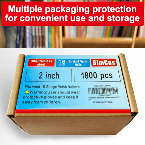 16 Gauge 2 Inch 304 Stainless Steel Straight Finish Nails, 1800 Pack 2 inch--1800 pcs