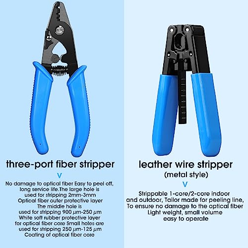 Fiber Termination Kit - 11 in 1 Assembly FTTH Cold Connection Assembly Tool kit with OPM 6S Cleaver-Fiber Optical Stripper Pliers FC to LC Adapter