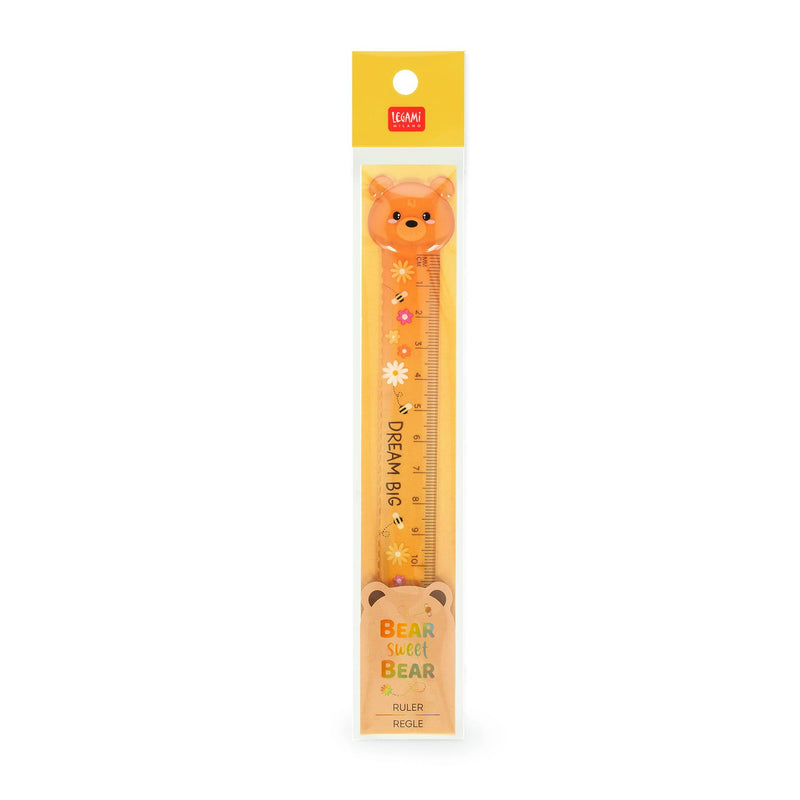 Legami - Teddy Bear Theme Ruler | For measuring, underlining and drawing sharp and precise lines, made of plastic, 15 cm