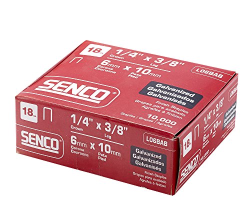 SENCO Collated Medium Wire Staples, Galvanized, 18 GA (L06BAB) 10,000 Box 3/8 inch 10,000 ct.