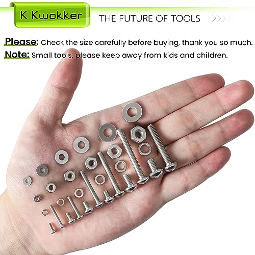1059Pcs Nuts and Bolts Assortment Kit Phillips Pan Head #2-56#4-40#6-32#8-32#10-24#12-24 Machine Screws, K Kwokker 26 Sizes 304 Stainless Steel Screws Nut and Bolt Assortment with Screw Organizer A. #2-56 - #12-24