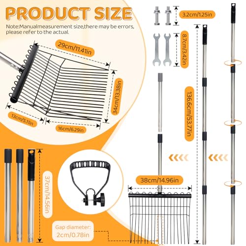 Metal Manure Fork with Adjustable Long Steel Handle Rake Rustproof Hay Fork