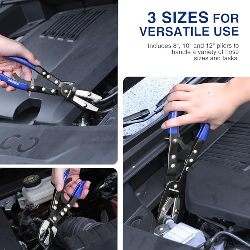 WORKPRO 3-Piece Ratcheting Hose Pinch Off Pliers Set with Storage Bag Blue