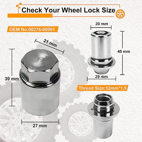 MIKKUPPA M12x1.5 Lug Nuts 24pcs One-Piece Chrome OEM Style Mag Seat Lug Nuts - M12x1.5 Wheel Lock Lug Nuts Replacement for Toyota Lexus OEM:00276-00901