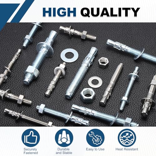 1/2"x3" Wedge Bolt 10 Pack Carbon Steel Zinc Plated 1/2"x3"