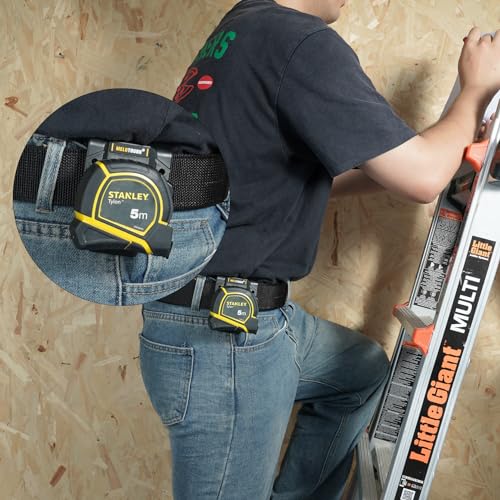MELOTOUGH Tool Belt Suspenders with Tape Measure Holder, Black, One Size, ABS and Iron